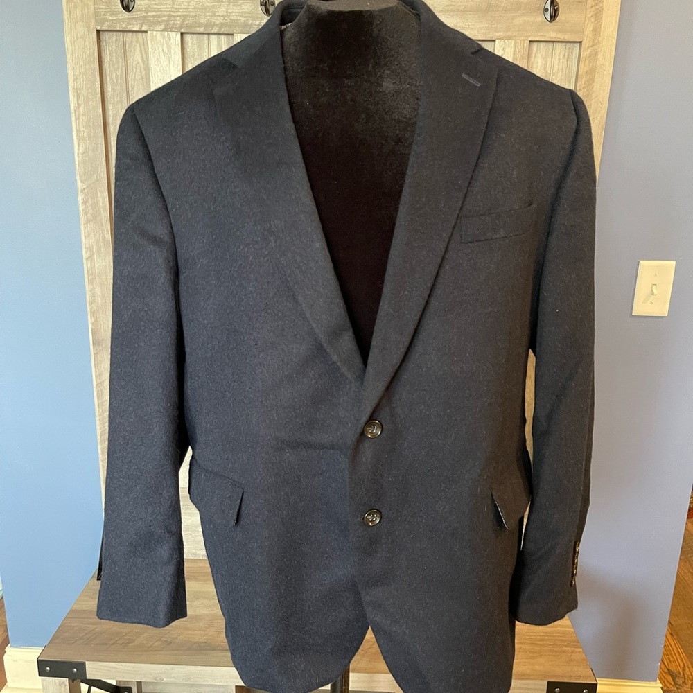 Mens Stafford camel hair blazer in navy size 52R